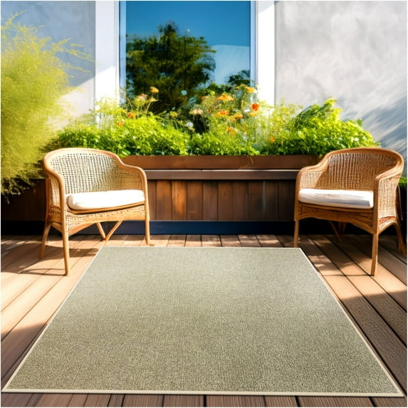 Koeckritz Rugs 9' x 9' Premium Ribbed Indoor/Outdoor Area Rug Quick Dry, Lightweight, Taupe
