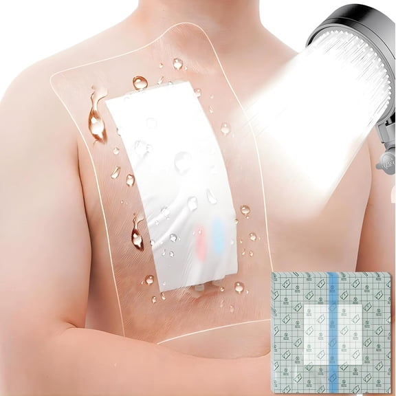 9" x 9" Shower Shields [Pack of 25] - PICC Line Cover, Incision Stitches Wound Protector, Heart Monitor Waterproof Bandage Dressings for Showering - Non-Stick Central Pad