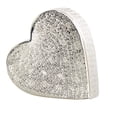 thumbnail image 1 of 9" x 9" Silver Aluminum Slanted Heart Sculpture with Cube Textured Exterior, by DecMode, 1 of 11