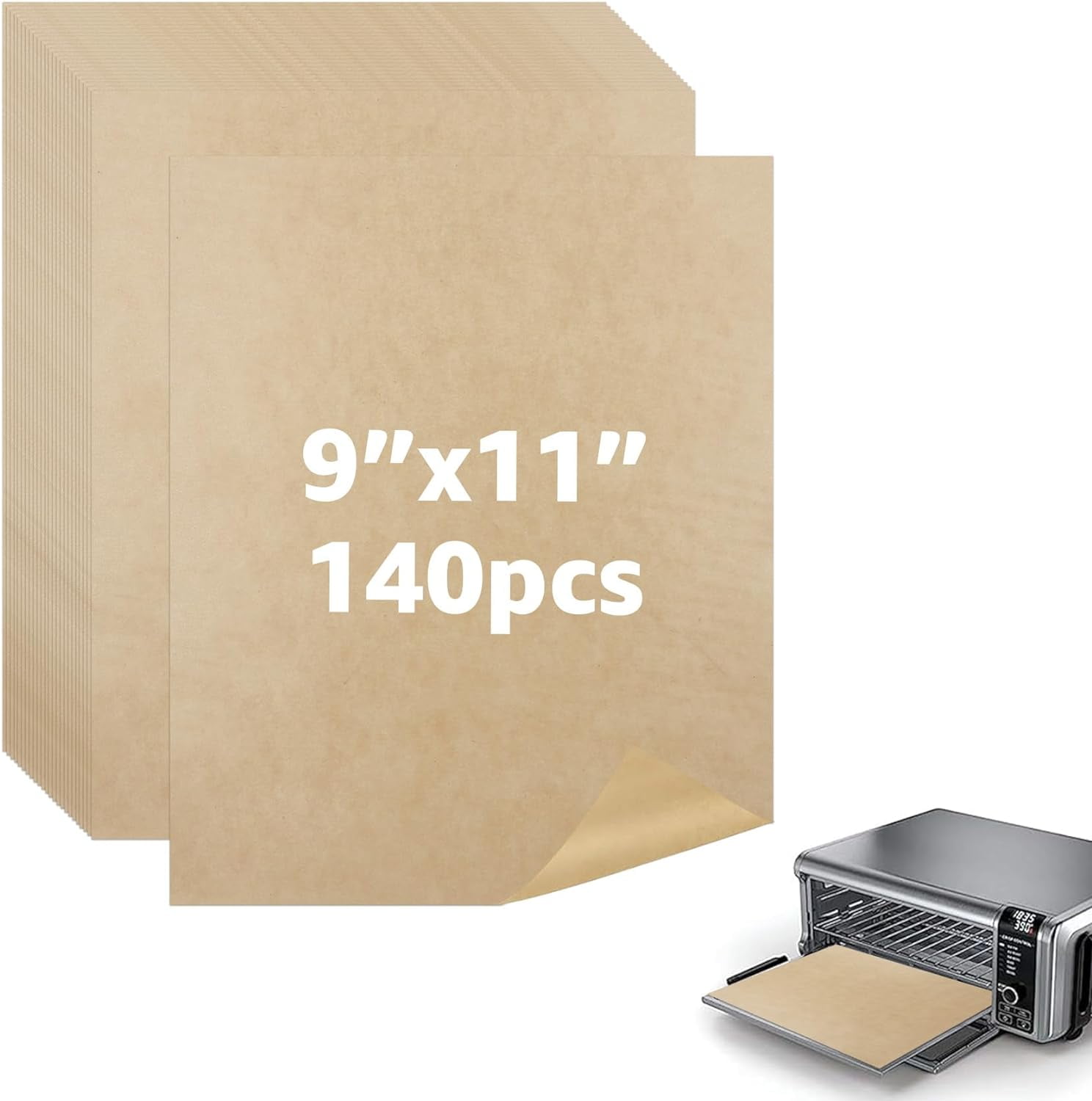 9 x11 inch Air Fryer Parchment Paper Squares, 140 Sheets Unbleached Pre-Cut Baking Disposable Paper Liner for Cuisinart Non-Stick Air Fryer Toaster Oven