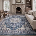 thumbnail image 1 of FEELHOME 9'x12' Area Rug Machine Washable Soft Vintage Distressed Non Slip Carpet for Living Room Bedroom Dining Room Blue, 1 of 7