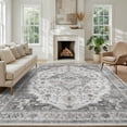thumbnail image 1 of FEELHOME 9'x12' Area Rug Machine Washable Soft Vintage Distressed Non Slip Carpet for Living Room Bedroom Dining Room Gray, 1 of 6