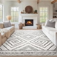 thumbnail image 1 of 9'x12' Area Rugs for Living Room, Machine Washable Non-Slip Carpet, Soft Faux Wool Low Pile Moroccan Farmhouse Western Rug, Black and White, 1 of 6