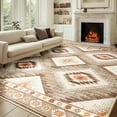 thumbnail image 1 of 9'x12' Area Rugs for Living Room, Machine Washable Non-Slip Carpet, Soft Faux Wool Low Pile Moroccan Farmhouse Western Rug, Camel, 1 of 6