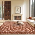 thumbnail image 1 of 9'x12' Area Rugs for Living Room, Machine Washable Non-Slip Carpet, Soft Faux Wool Low Pile Moroccan Farmhouse Western Rug, Reddish Brown, 1 of 6