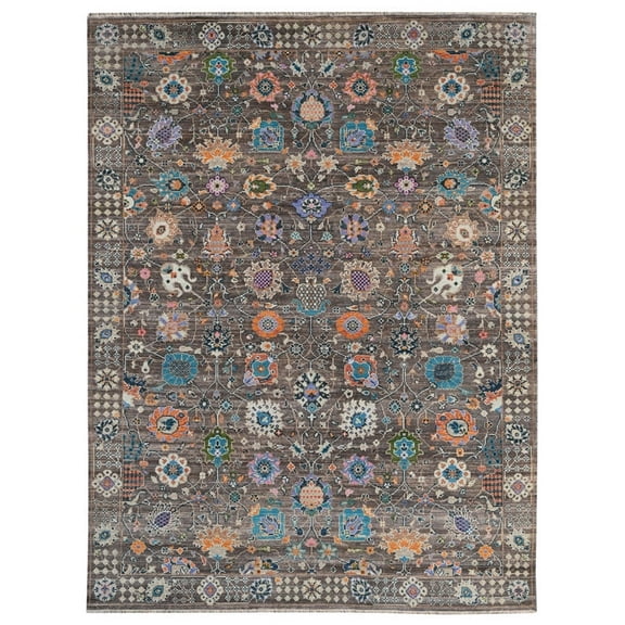 9'x12'Beige Pure Wool Hand Knotted Traditional Design Oriental Rug_1