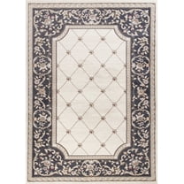 9'x12' Ivory Grey Bordered Floral Indoor Area Rug