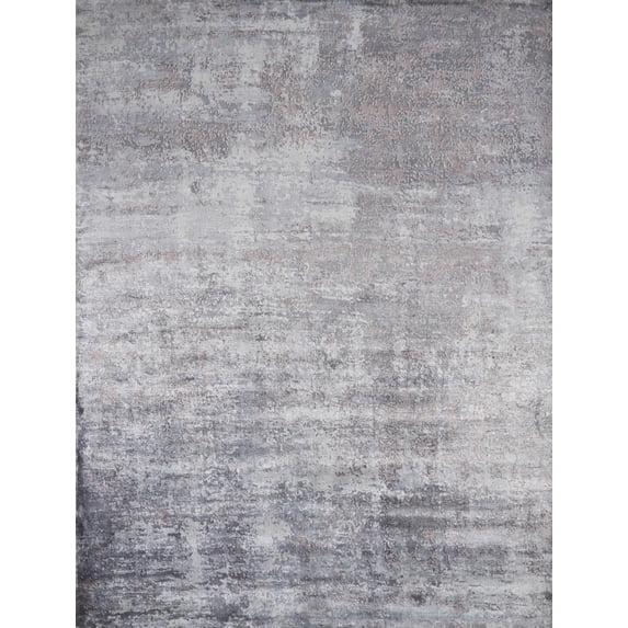 9'x12' Slate Grey Hand Loomed Abstract Brushstroke Indoor Area Rug