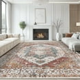 thumbnail image 1 of 9'x12' Washable Area Rugs for Living Room,Traditional Vintage Thin Rugs,Non-Slip Persian Carpet,Orange-Brown, 1 of 5