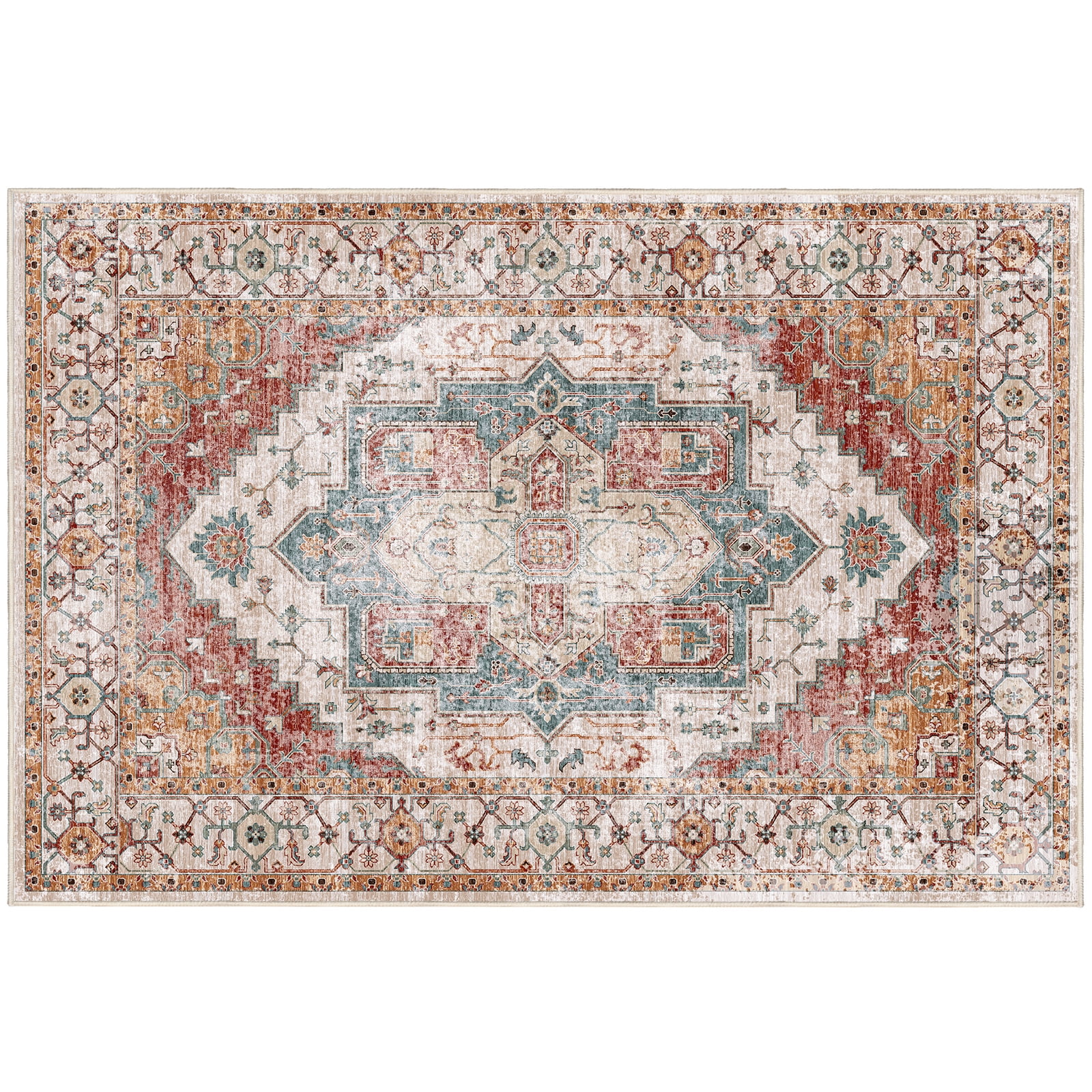 9'x12' Washable Area Rugs for Living Room,Traditional Vintage Thin Rugs