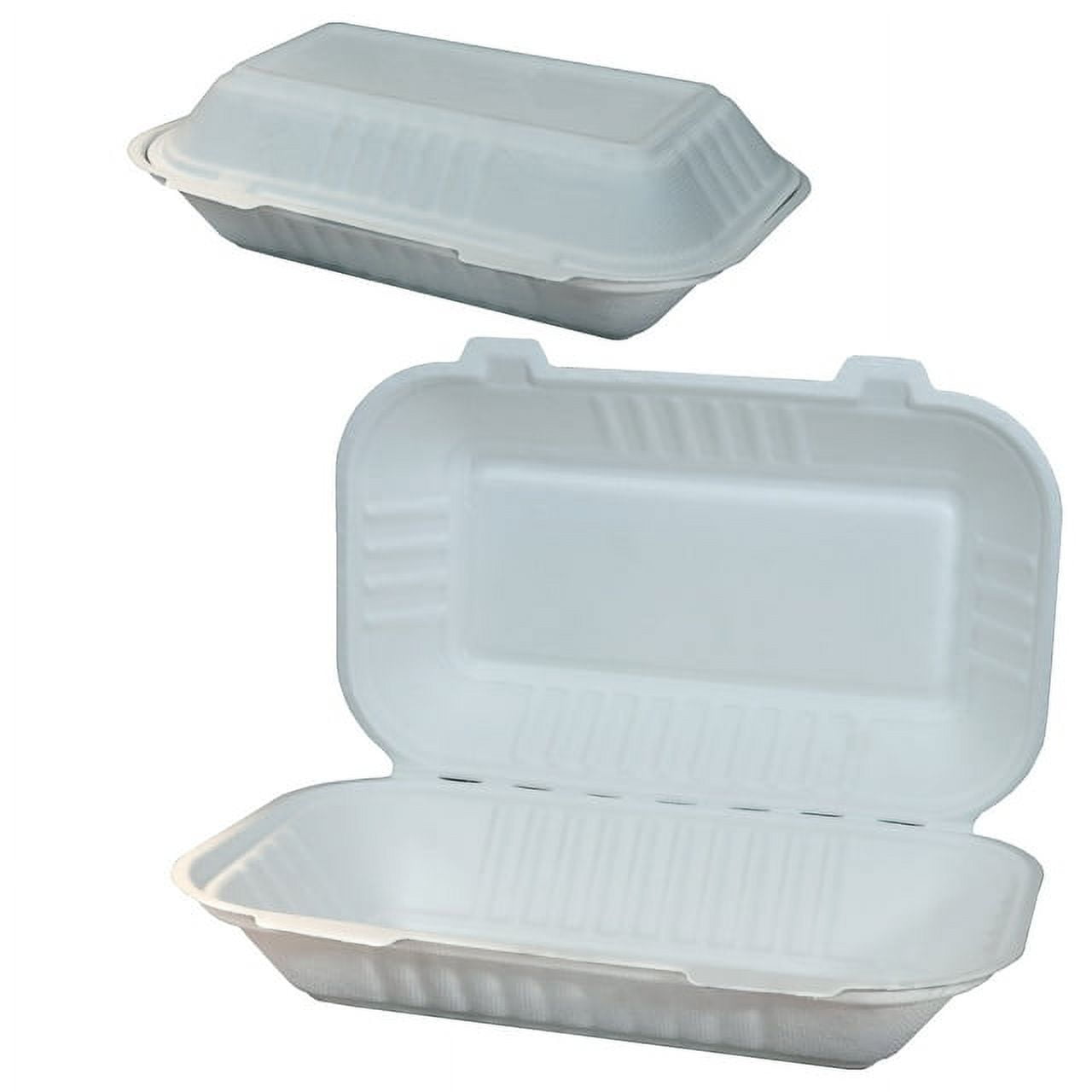9”x6” Clamshell Take Out Food Containers [Pack of 50] Disposable