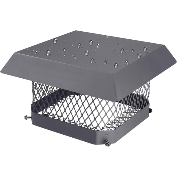 9"x9" Chimney Cap Chimney Cover,Fireplace Chimney Cap for Outside,Chimney Flue Cover Chimney Rain Cap Roof Rain Guard on Existing Flue Tile,Galvanized Steel Chimney Vent Cap W/Screen Hood Plate