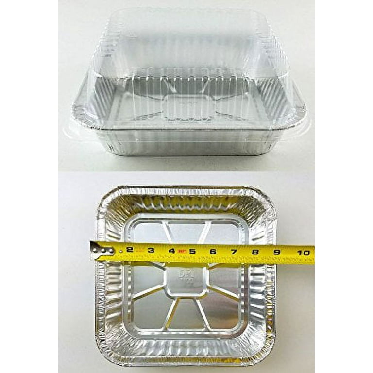9x9 Square Cake Aluminum Foil Pan w/Clear Lid 50 Sets