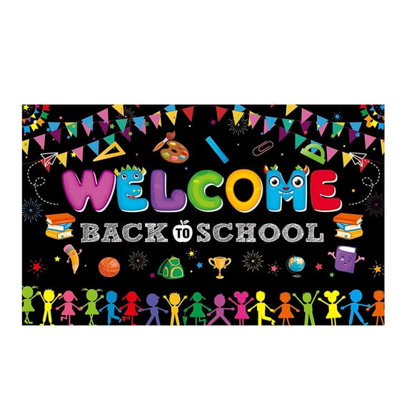 90*150CM Back to School Photo Booth Backdrop, WELCOME BACK TO SCHOOL Banner for Party Decor