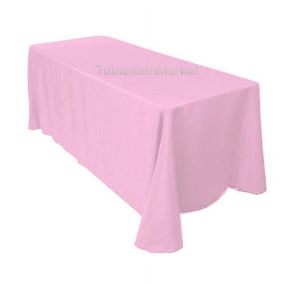 90"×156" Tablecloths 100% Polyester 25 COLORS Wholesale Wedding Linen Catering", (Color: Light Pink)