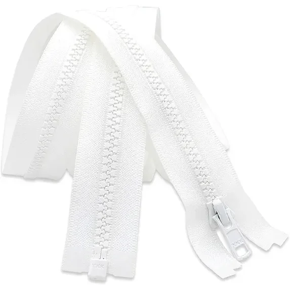 90”–160” Zipper ~ Long Arm Quilting Machine Zipper ~ YKK #5 Molded Plastic ~ Separating Color Black or White (1 Zipper/Pack) (135 inch, White)
