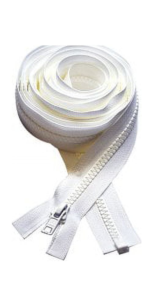 90”–160” Zipper ~ Long Arm Quilting Machine Zipper ~ YKK #5 Molded Plastic ~ Separating Color Black or White (1 Zipper/Pack) (147 inch, White)