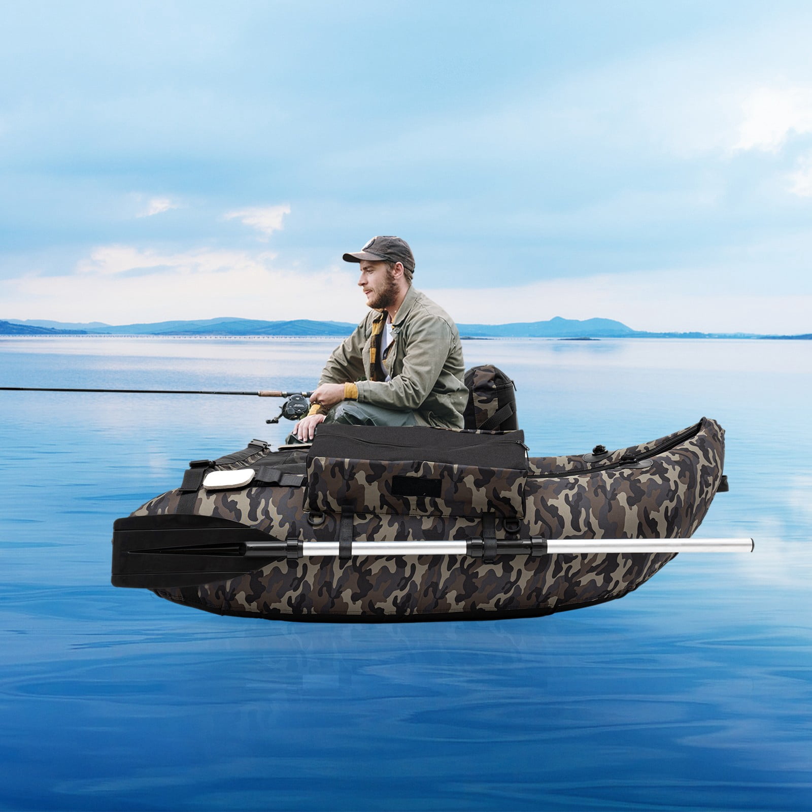90-180° Backrest Adjustable Outdoor Fishing Boat Inflatable Fishing Boat Fishing Boat in Oceans Lakes Rivers