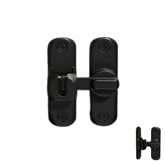 90/180 Degree Barn Door Latch,HXRH Heavy Duty Barn Door Lock,1pack Black Rust-Proof Metal Lock for Home,Office,Gardens,Bathrooms,Cabinets
