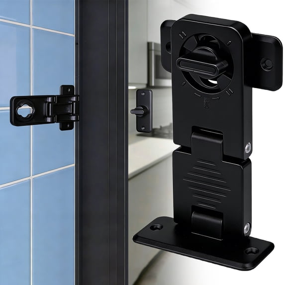90/180 Degree Barn Door Lock, Small Flip Gate Latches Hardware, Security Sliding Door Latch Lock, Black