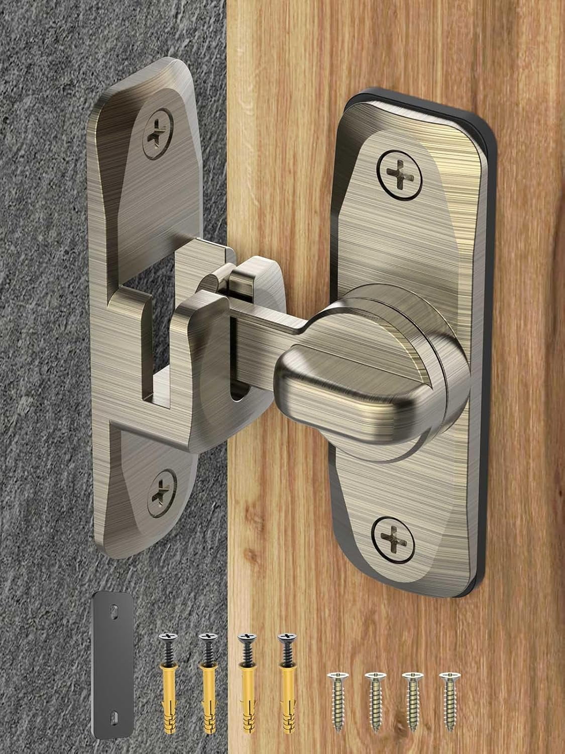 Upgraded 90/180 Degree Barn Door Lock – 2-in-1 Flip Gate Latch For Sliding Doors, Cabinets, Garden Gates