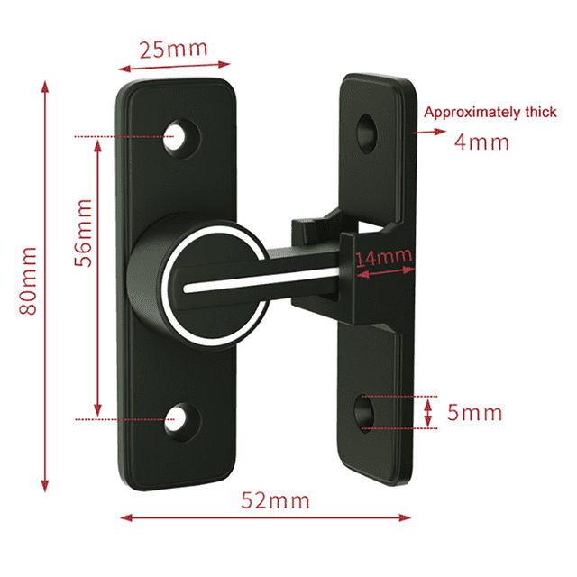 90/180 Degree Barn Door Lock - Heavy Duty Zinc Alloy Flip Latch For Sliding Doors