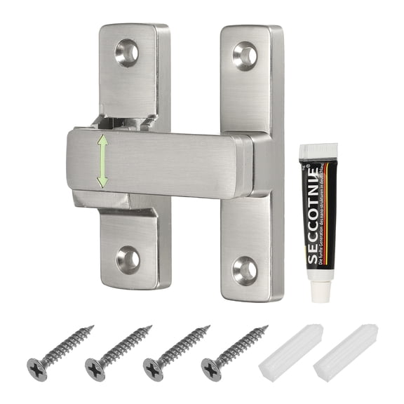 90/180 Degree Positioning Gate Latch, Zinc Alloy Flip with Handle, Heavy Duty Lock Bolt for Barn Cabinet Wood Fence Garage, Garden, Fence, Brushed Silver