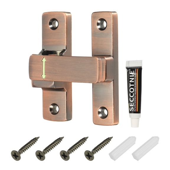 90/180 Degree Positioning Gate Latch, Zinc Alloy Flip with Handle, Heavy Duty Lock Bolt for Barn Cabinet Wood Fence Garage, Garden, Fence, Red Bronze