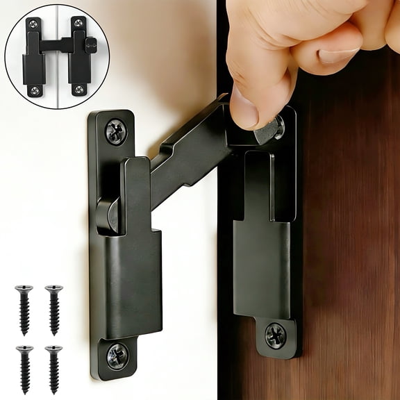 90°/180° Heavy Duty Flip Gate Latch, Black Door Latch Lock Flip Barn Door Latch, Waterproof Door Lock for Cabinet, Wardrobe, Sliding Door, Garden, Easy Install with Screws