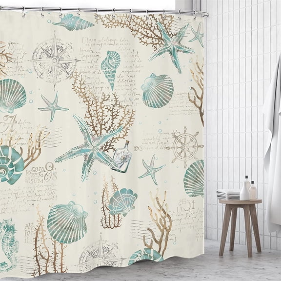 Shower Curtain Polyester Shower Curtain 90 * 180 Sea Turtle Octopus Shower Curtain Blue Green Fabric Bathroom Shower Curtain Fish Ocean Animals Shell Jellyfish Theme I A