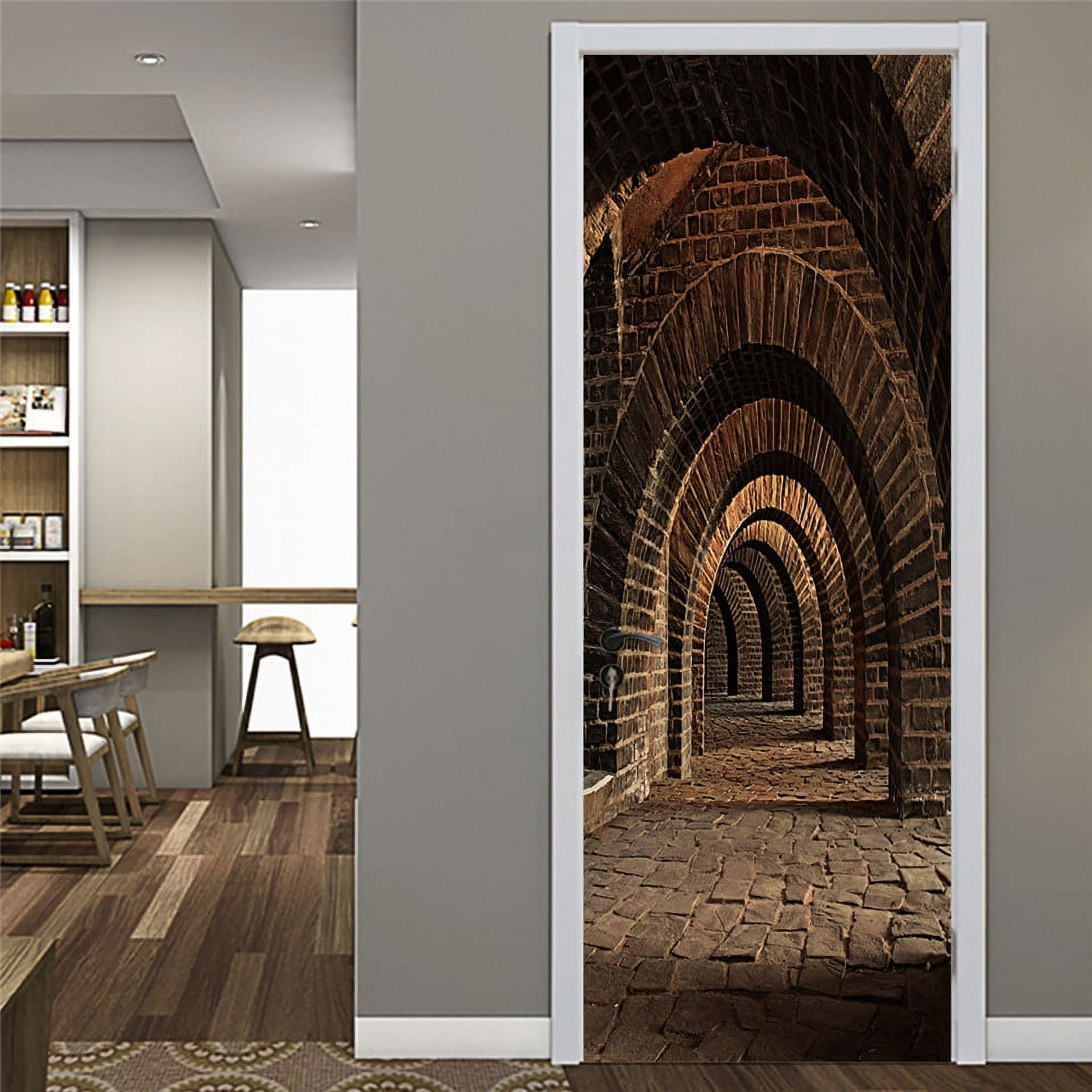 90*200CM Wood Door Sticker Adhesive Waterproof Wallpaper for Doors