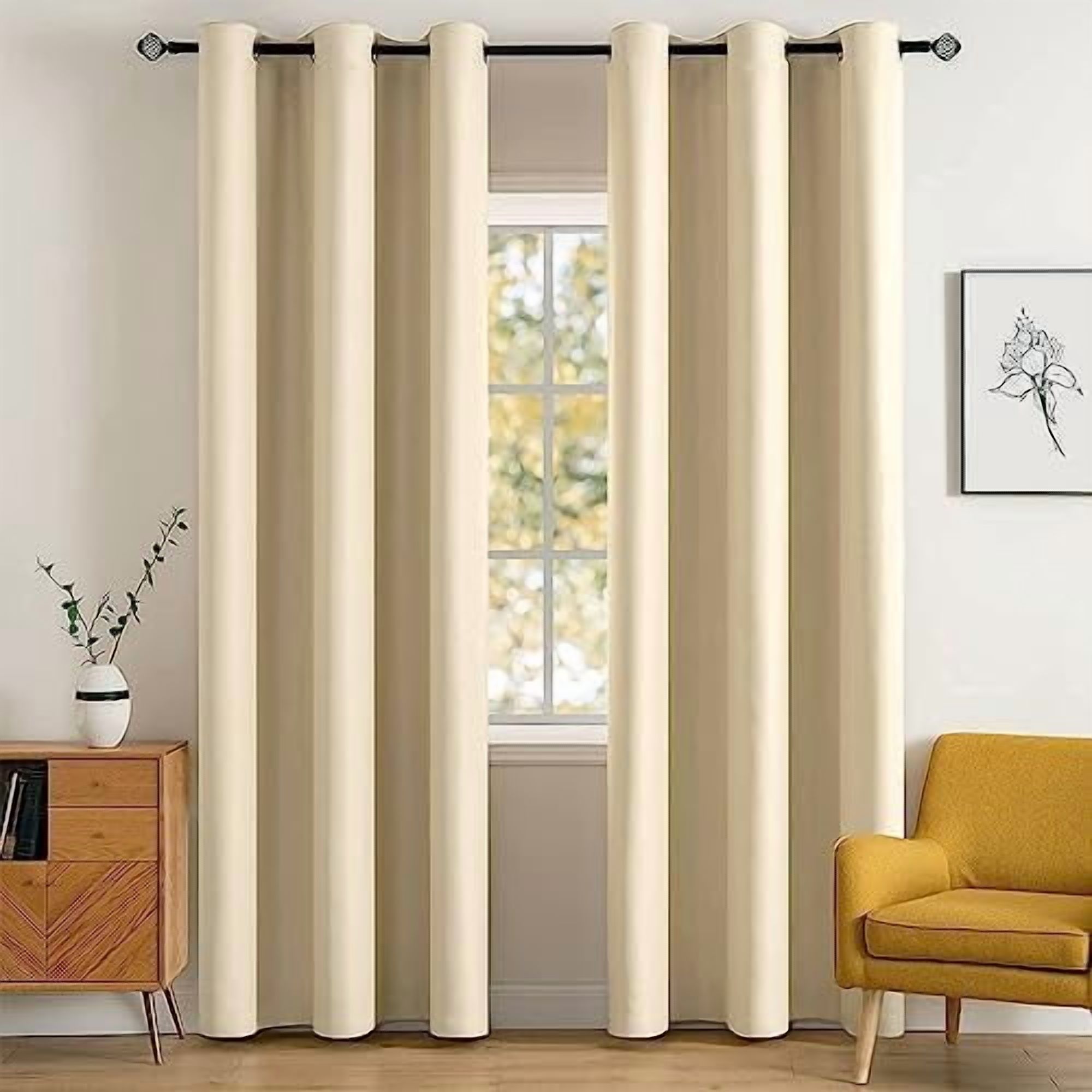 90" Long Room Darkening Curtains Thermal Insulated Drapes Solid Window