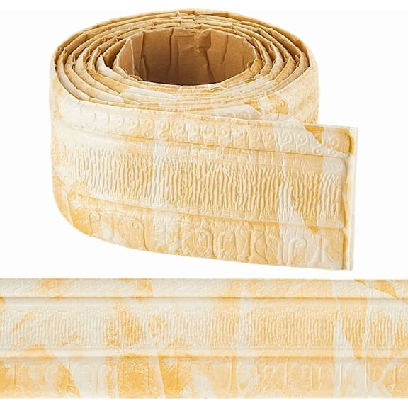 90.5 x 3.14in Peel and Stick Wallpaper Border Molding Light Khaki Marble Grian Self Adhesive Flexible 3D Baseboard Trim Mirror Sticky Wall Edging Base Line Foam for Hotel Home DIY Decor