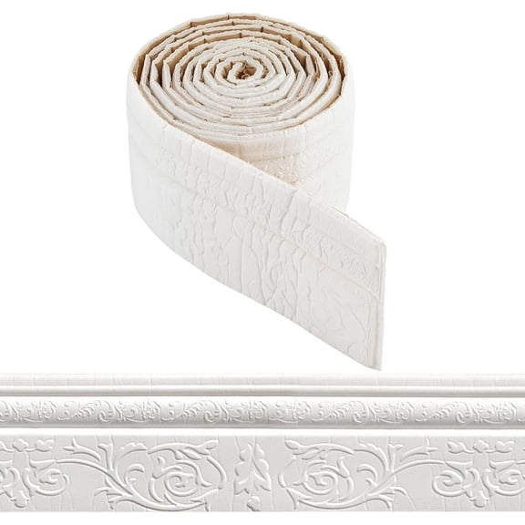 90.5 x 3.9in Peel and Stick Wallpaper Border Crown Molding White Self Adhesive Flexible Baseboard Trim Waterproof Mirror Sticky Wall Edging Base Lines Foam for Hotel Home DIY Decor