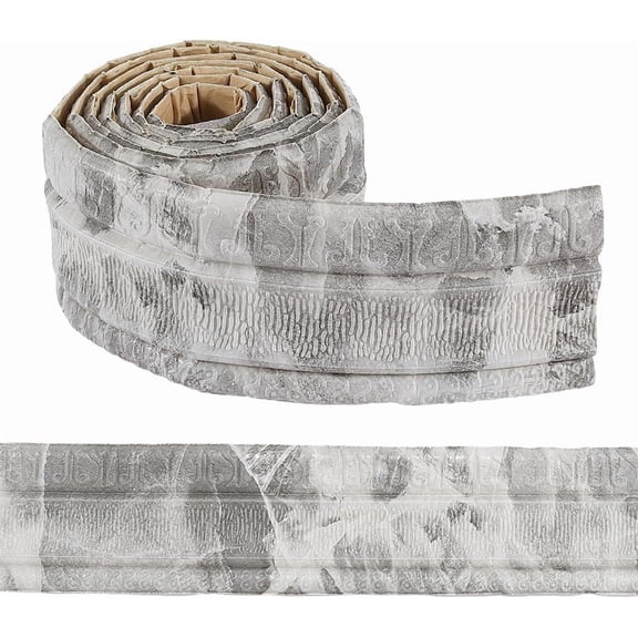 90.5 x 3.9in Peel and Stick Wallpaper Border Molding Marble Grey Self Adhesive Flexible Baseboard Trim Waterproof Mirror Sticky Wall Edging Base Lines Foam for Hotel Home DIY Decor DIY