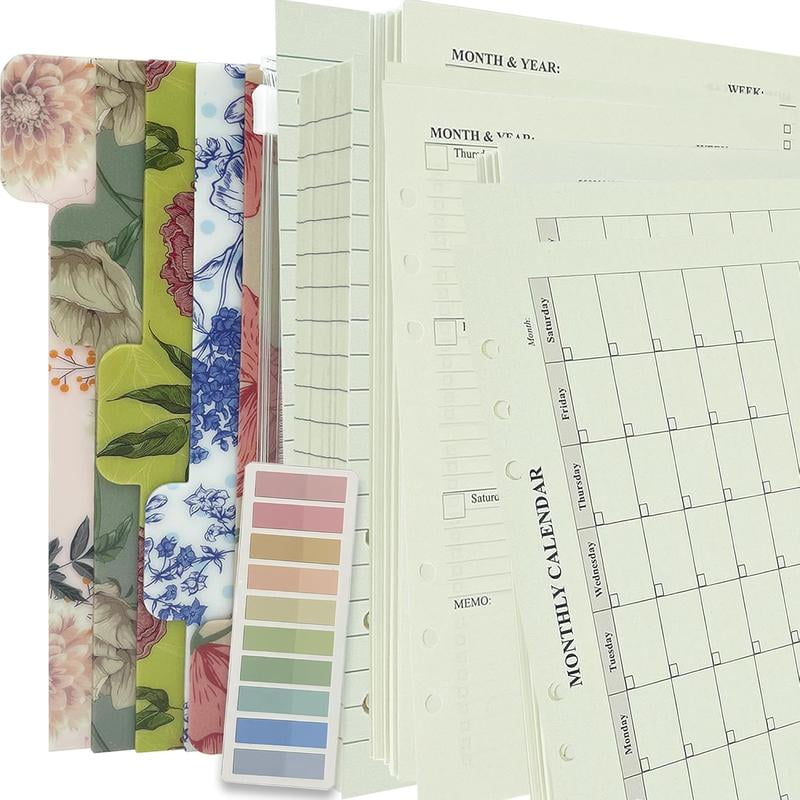90 54 14 A5 Refill Paper with Undated Monthly Weekly Calendar Planner 90 54 14 A5 Refill Paper with Undated Monthly Weekly Calendar Planner