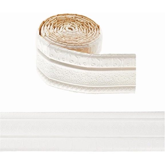 90.553.11 Inch Self Adhesive Flexible Foam Molding Trim 3D Wall Edging Lines Trim Peel Stick Wallpaper Border Decorative for Home Hotel Mirror Wall Ceiling Countertops (Floral White) White DIY