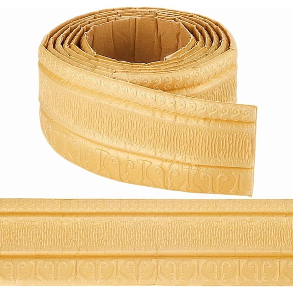 90.5x3.14in Peel and Stick Wallpaper Border Molding Gold Self Adhesive Flexible 3D Baseboard Trim Mirror Sticky Wall Edging Base Lines Foam for Bedroom Bathroom Hotel Home DIY Decor