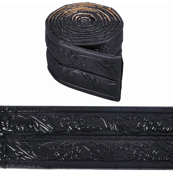 90.5x3.46In Molding Trim Black Vintage 3D Printing Self Adhesive XPE Peel and Stick Flexible Wallpaper Border Wall Edging Foam Baseboard for DIY