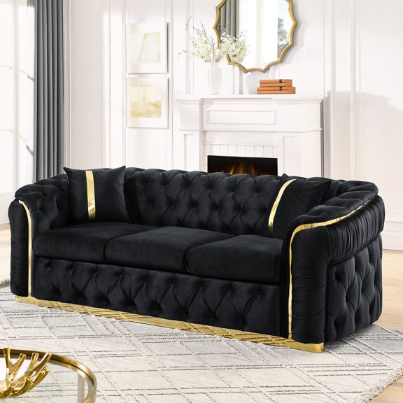 90.6 Inches Tufted Sofa - Spacious Seating - Chatting with Friends - Comfortable Environment