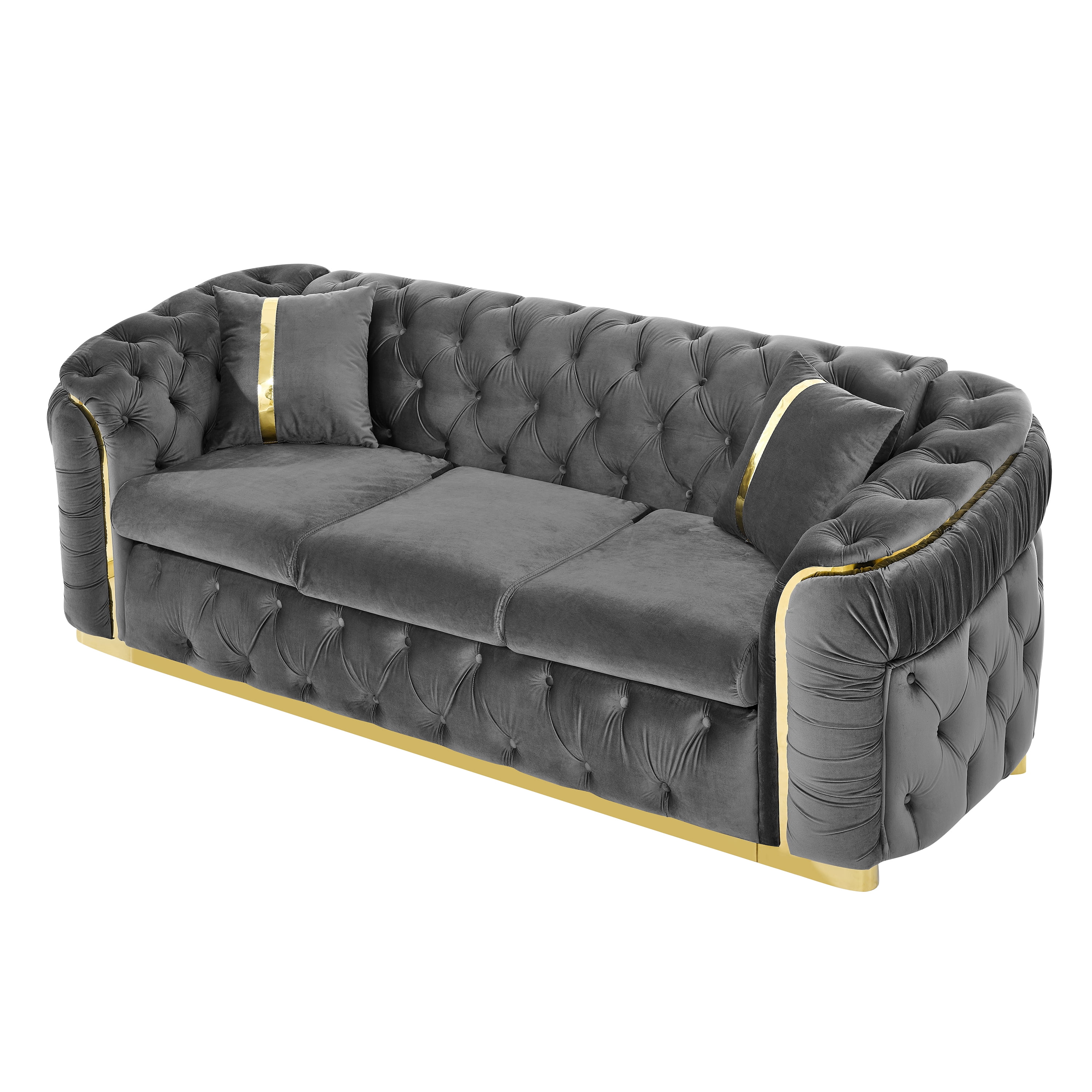 90.6″ Velvet Button Tufted Chesterfield Sofa Couch | 3 Seater Luxury ...