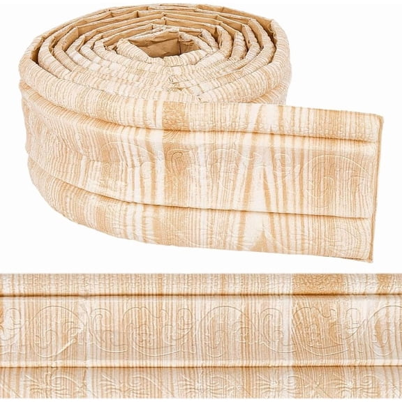 90.6 x 3.4 Inch 3D Wallpaper Trim Decorative Wall Border Navajo White Foam Vintage Adhesive Flexible Floral Peel Stick Molding Edging Baseboard Lines Stickers for Hotel Home DIY Decorations 1roll