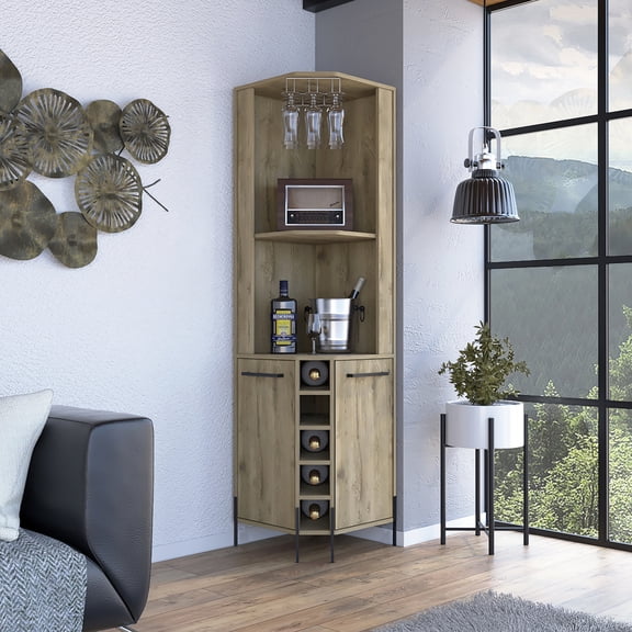 90.60 lb Bar Cabinet with Stemware Capacity / Sturdy for Long - term Use at Home