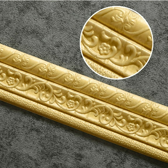 90.6x 3.2 Inch Self Adhesive Flexible Foam Molding Trim Wallpaper Border 3D Sticky Decorative Wall Lines Peel and Stick Wall Baseboard Trim for Home Hotel DIY Decor(Yellow)