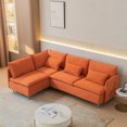 thumbnail image 1 of 90.9"W Modular Sectional Couch, Linen L Shaped Sofa with Movable Chaise Facing Left/Right, 4 Seat Deep Couch for Living Room, Apartment, Orange, 1 of 8