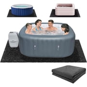 FANGNISN 90 * 90 inch Hot Tub Pad, Inflatable Hot Tub Mat Outdoor Indoor, Slip-Proof Backing, Absorbent Spa Pool Ground Base Flooring Protector Mat