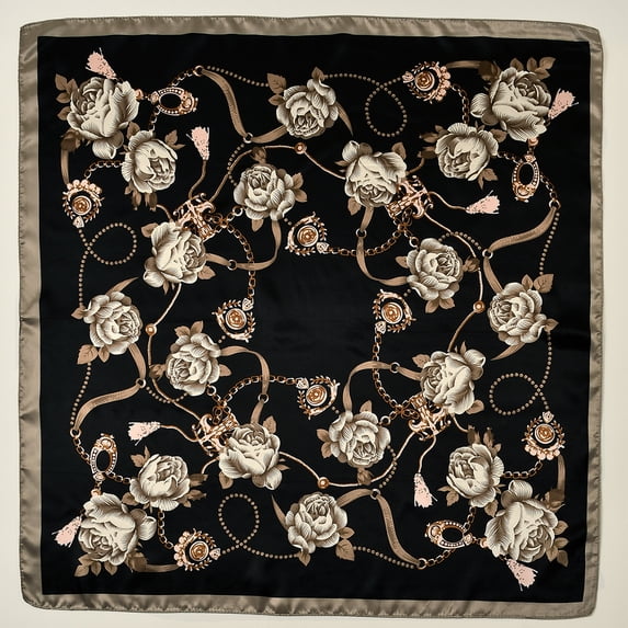 90*90cm Printed Square Scarf Women Silk Feeling Satin Wraps Line Foulard Headband Luxury Designers Scarf Silk Bandana Hair Wrap