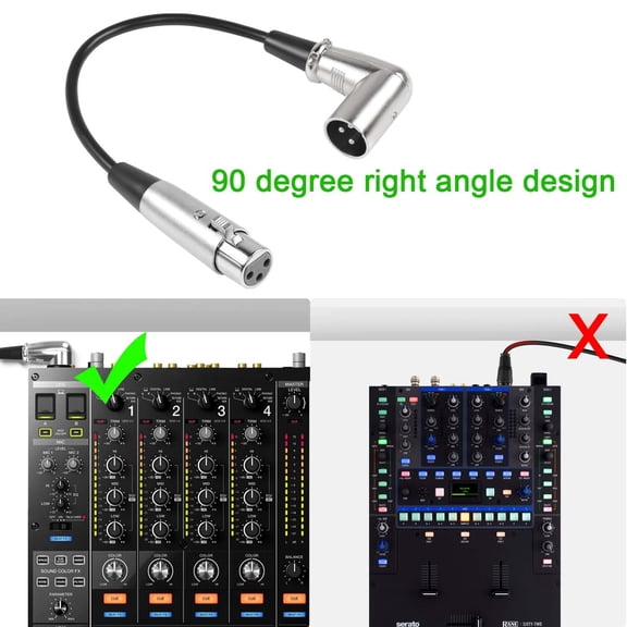 90 Angle XLR Microphone Short Cable - 3Pin XLR Right Angle Male to Female Balanced Audio Extension Cable for Speaker Mixer Amplifier (30cm/11.8in)