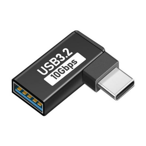 90° Angled Type C Adapter Reinforced Alloy Port 10Gbps Fast and Wide Compatibility For Mobile Office Devices