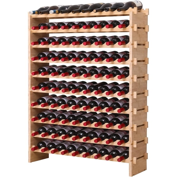 90 Bottle Stackable Storage Modular Wine Rack Cabinet Bamboo freestanding Floor Wine Holder Display Shelves